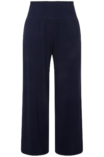 Ulla Popken Pantalones de mujer Marlene, pierna ancha, cintura elástica ancha, Negro, 50-52