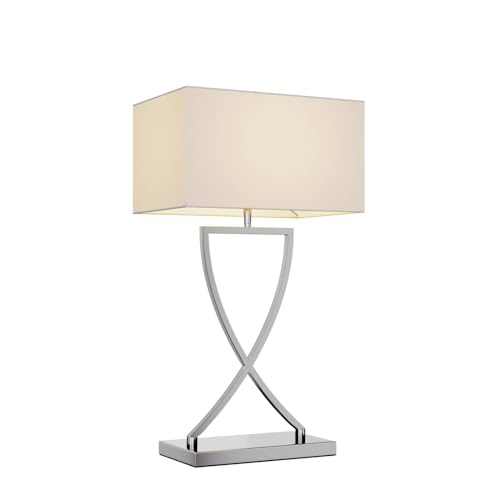 Lucande Tischlampe, Tischleuchte Stoffschirm weiß Nachttischlampe...