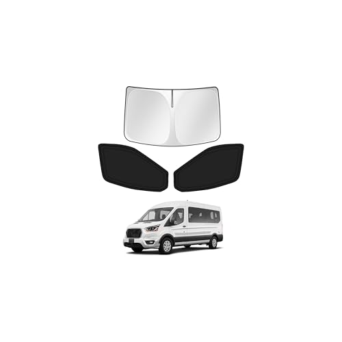 Image of Canvcle Window Shades for 2015-2025 2026 Ford Transit Accessories Windshield Sun Shade Side Rear Window Cover Sunshade Sun Visor Shield Privacy Protection for Camping Keep Vehicle Cool Black 3PCS