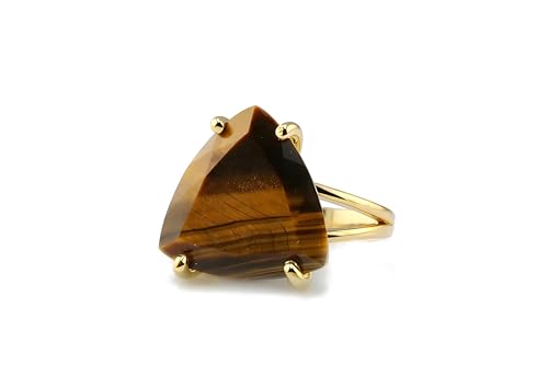 Bague oeil de tigre et or 14k pour femme : un bijou fait main qui ne ternit pas