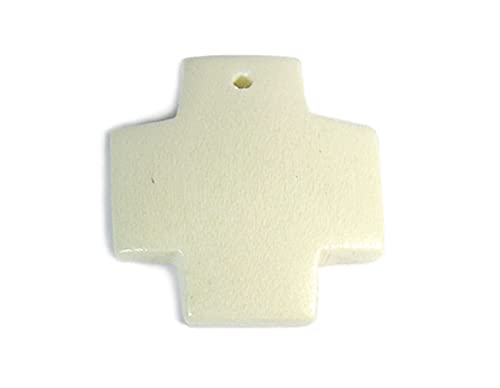 Pendentif en bois croix ciré blanc pour customiser vos bijoux bohèmes de l'été
