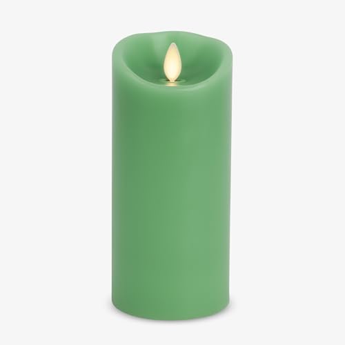 Image of Luminara Flameless LED Battery Operated Flickering Pillar Moving Flame Candles (Vibrant Green, 3 inch x 6.5 inch)
