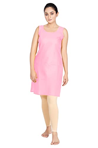 Image of Women's Cotton Long Camisole for Kurti /Suit Slip /Long Inner /Samij for Women Sameej /Knee Length Inner Wear /Sameez /Kurti Slip /Round Neck /Invisible