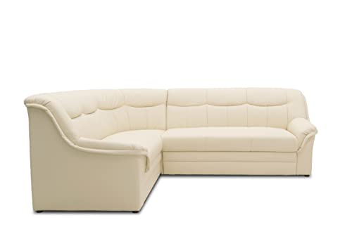 DOMO. collection Ecksofa Berlin, Zeitlose Leder-Eckcouch mit hochwertiger Federkern-Polsterung, Sofa in L-Form aus Kunstleder, 3 Sitzer rechts, Couch 205 x 250 x 89 cm, beige (Creme)