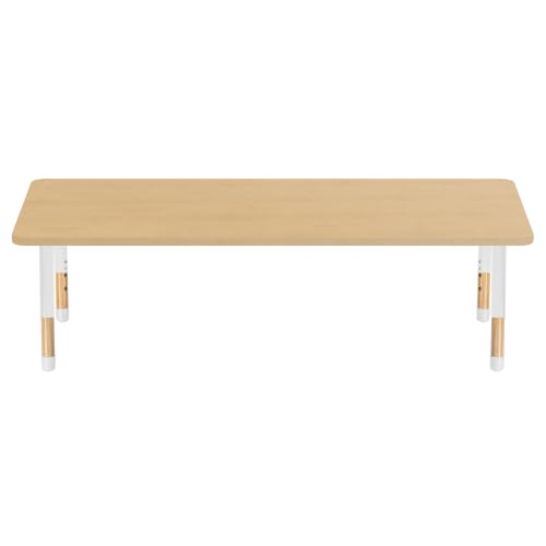 Image of Factory Direct Partners 30 inch x 72 inch Rectangle Kids Classroom Table with Adjustable Chunky Wood Legs