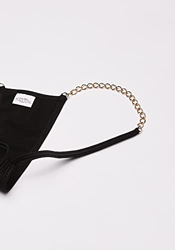 Bodyzone Women's Tiny Low Back T W/Chain Straps, Black, One Size #TOP2