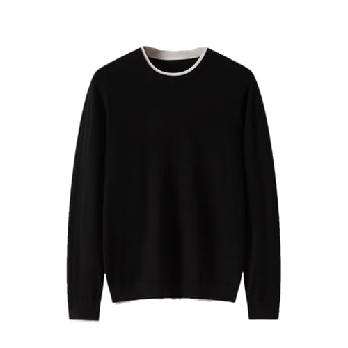 Knitted Woolen Sweater Men's Round Neck Color Contrasting Knitted Sweater Thin Style Fake Two Piece Tops