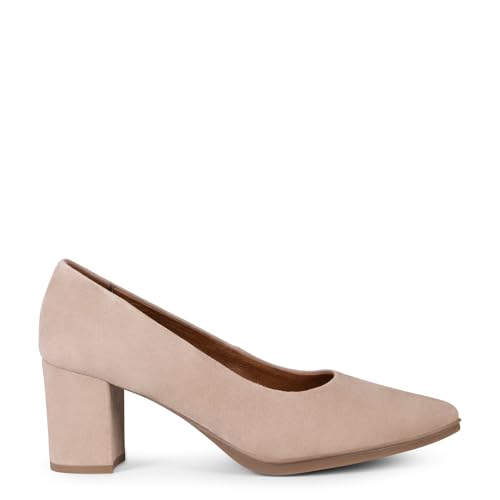 miMaO Zapatos de Piel de Ante con tacón Ancho, Nude, EU 38