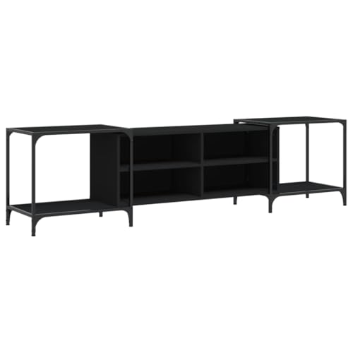 vidaXL TV Schrank, Verstellbar Fernsehschrank mit viel Stauraum, Lowboard HiFi Schrank mit Metallrahmen, Fernsehtisch TV Möbel für Wohnzimmer, Schwarz Holzwerkstoff