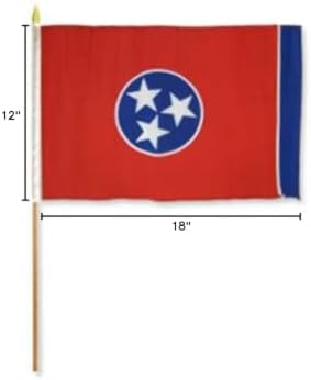12x18 US State and Territories Stick Flag Banner Wood Staff (Tennessee) image 3