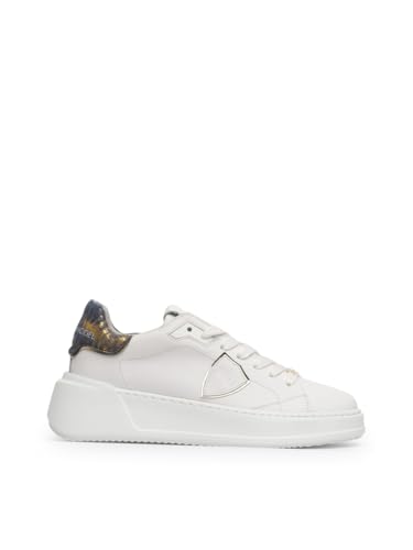 Donna Philippe Model Sneaker Tres Temple in Pelle Bianco E Denim BJLDVU01 Bianco 37