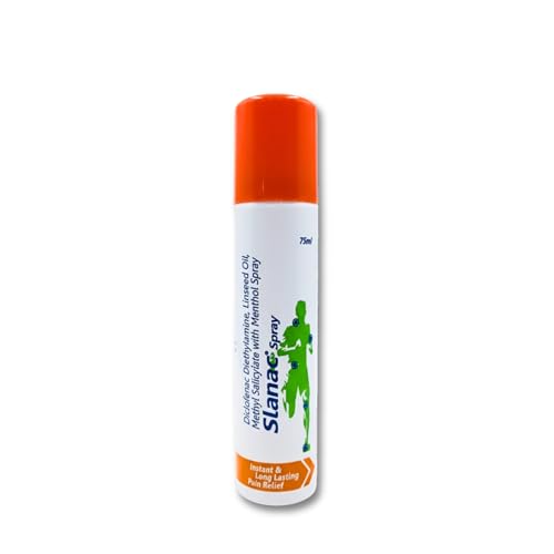 Fast Acting Pain Relief Spray for Sports Injury, Muscle Pain, Back Pain & Joint Pain | Diclofenac, Menthol & Methyl Salicylate | Instant Recovery Spray for Athletes & Gym Workout | Slanac Spray 75ml