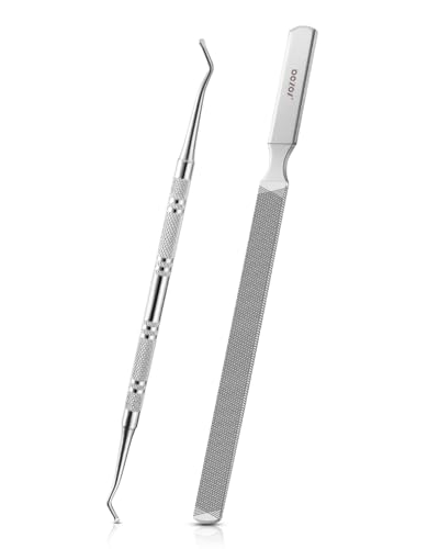 BEZOX Lima de uñas larga de acero para onicomicosis, uñas encarnadas y gruesas con levantador de doble extremo, la mejor herramienta de manicura y pedicura para hombres