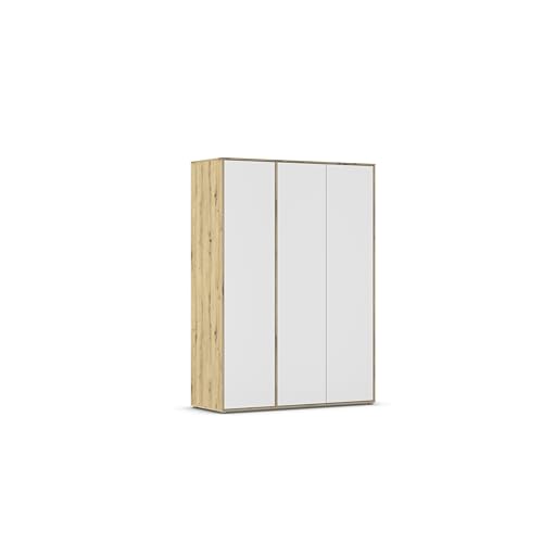 Rauch Möbel Nabila - Armario con Puertas giratorias, 3 Puertas, Push-to-Abierto, Color Blanco Alpino/Roble Artisan, 140 x 194 x 53 cm