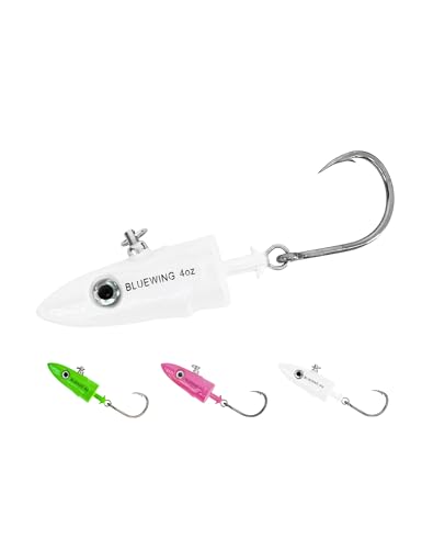 Tête plombée leurre mer 113,4 g BLUEWING avec crochet pivotant anti-torsion et leurre souple