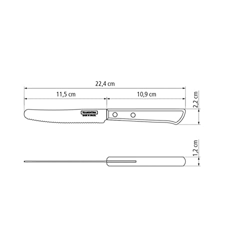 Tramontina Frühstücksmesser, Edelstahl, FSC Holzgriff, für Brotzeit, Vesper, Frühstück spülmaschinenfest, rostfrei