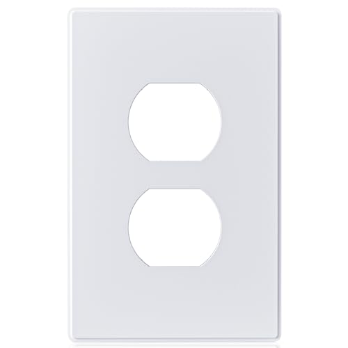 Cache-prise duplex sans vis plaque murale 1 gan blanc mat ELEGRP