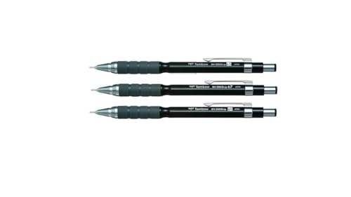 Image of Tombow Sh-300 Grip Mechanical Pencil|Tip size 0.5mm, 0.7mm and 0.9mm|Ideal for Students,Adults, Home, School, Office, Stationery Use|Writing, Sketching, Drawing,Mandala Art|Black Set of 3 Pencils