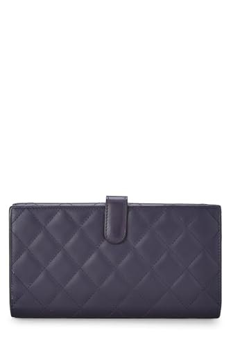 Pre-Loved Purple Quilted Calfskin Cambon Wallet, Purple3