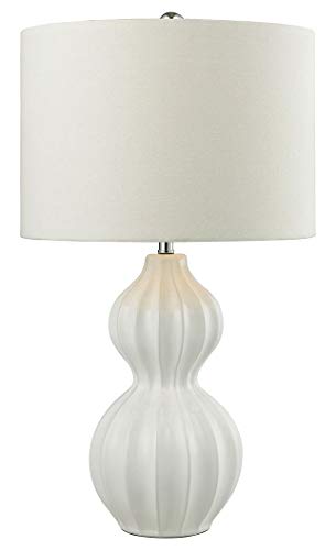 Ribbed Gourd Table Lamp in Gloss White Ceramic - LED