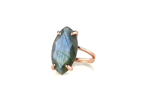 Bague en labradorite or rose 14k bague de cocktail Anemone