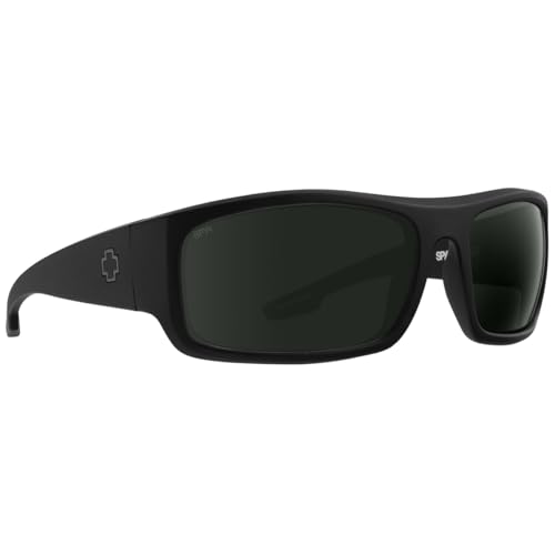 Spy Optic Piper Rectangular Wrap Sunglasses Color and Contrast Enhancing Lenses Matte Black - HAPPY Gray Polarized Lenses