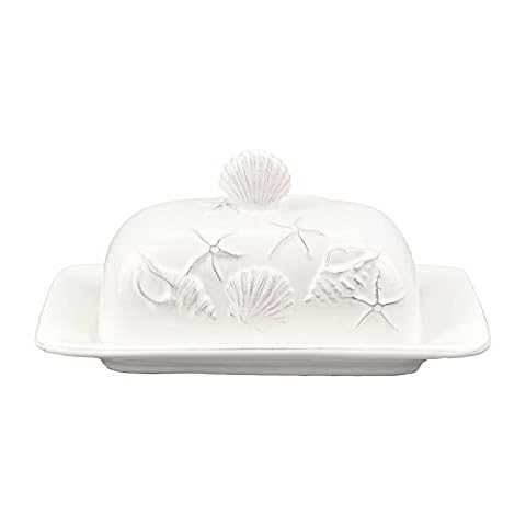 Blue Sky Clayworks 20758 Laguna Coastal Butter Dish, White Cover