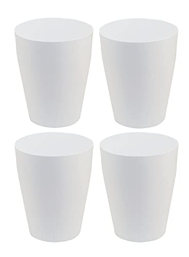 Image of Feisco Small Trash Can,Plastic Round Bathroom Wastebasket Garbage Can for Bathroom Bedroom Kitchen Office (White, Pack of 4)