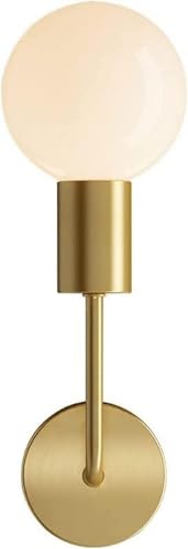 Applique murale LED en laiton brossé et globe opalin style contemporain