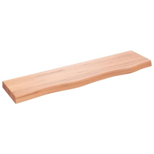 vidaXL Wandregal, Holzregal Regal Handgefertigt mit Baumkante, Wandboard Regalbrett Deko, Bücherregal Hängeregal, Hellbraun 80x20x4cm Massivholz Eiche Behandelt