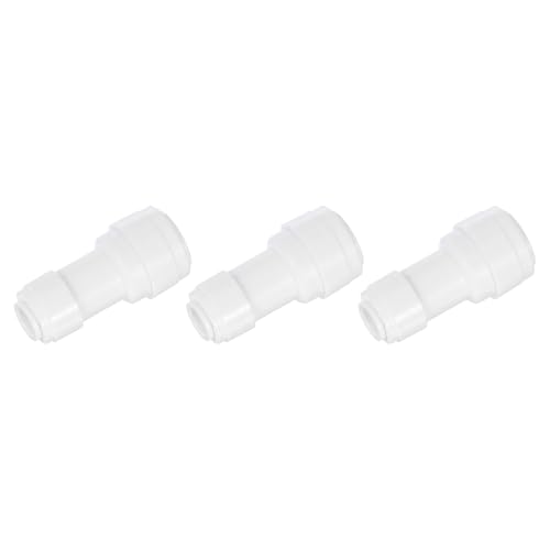 QUARKZMAN 3 Piezas De Conexión Rápida, 1/4' OD x 3/8' OD Accesorios Para Manguera De Aire Tubo Y Manguera Unión Recta De Plástico Para Sistema De Agua RO, Blanco (6-10mm)