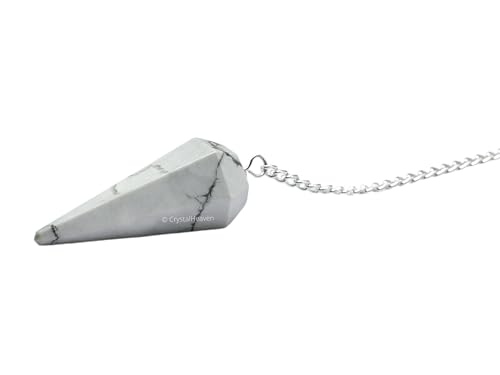 Image of Howlite Pendulum Dowsing Tool - Natural Crystal Pendulum for Spiritual Guidance - Premium Dowser Pendulum for Accurate Divination and Energy Healing - Perfect for Energy Healing and Chakra Balancing - Handcrafted with Precision and Elegance