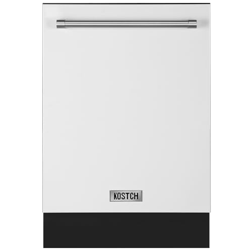 KOSTCH 2 Set - 36 inch 21.6 cu. ft. French Door Refrigerator/Fridge with Ice and Water Dispenser, & Large Capacity 24 inch Top Control Built-In Dishwasher, 47-dBA Ultra-Quiet (White-SS)