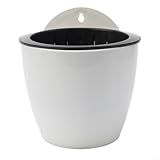 Yuanpgky Maceta de pared para plantas, diseño vertical de 90° con agujeros para colgar, juego de cesta interior y exterior de plástico para uso en suelo o hidropónico, blanco (B180)