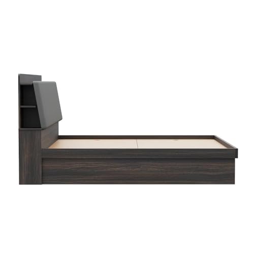 Image of Wakefit Bed | 3 Yr Warranty | King Size Bed, Comes with Storage Box, Foam-Cushioned Upholstery Headboard with Charging Slot, Headboard Storage & Drawer Storage, Density: 680-750 kg /m (Atlas78x72-WM)