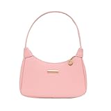 Bolsa Feminina de Couro Pequena - Bolsa de Ombro, Bolsa de Mão e Bolsa Baguete Feminina, Estilo Casual e Elegante, Compacta para o Dia a Dia, Bolsas Femininas de Couro Pequenas (Rosa)