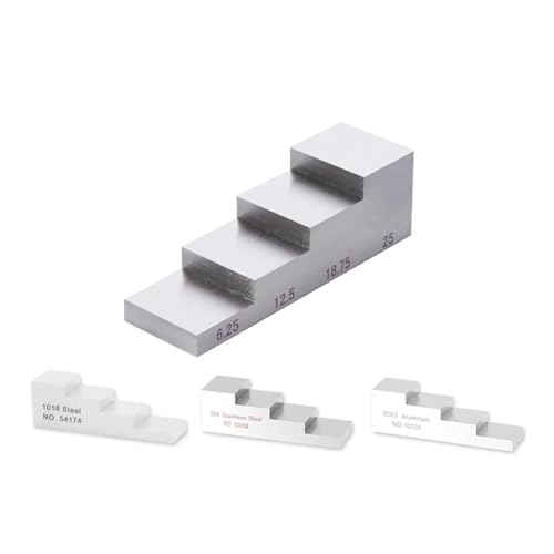 Bloque de calibración de espesores de 4 pasos: aluminio / acero inoxidable 304 / acero 1018 (2,5-20 mm) miniatura 5