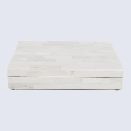 Image of Handicrafts Home Jewelry Gift Boxes - Decorative Organizer and Storage Box for Decor White Bone Inlay 6x8x1.5 inch