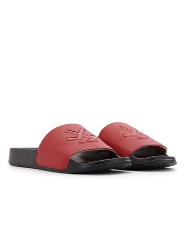 Image of WROGN Men's Anti-slip Sliders | Embossed Logo Strap | Textured Footbed