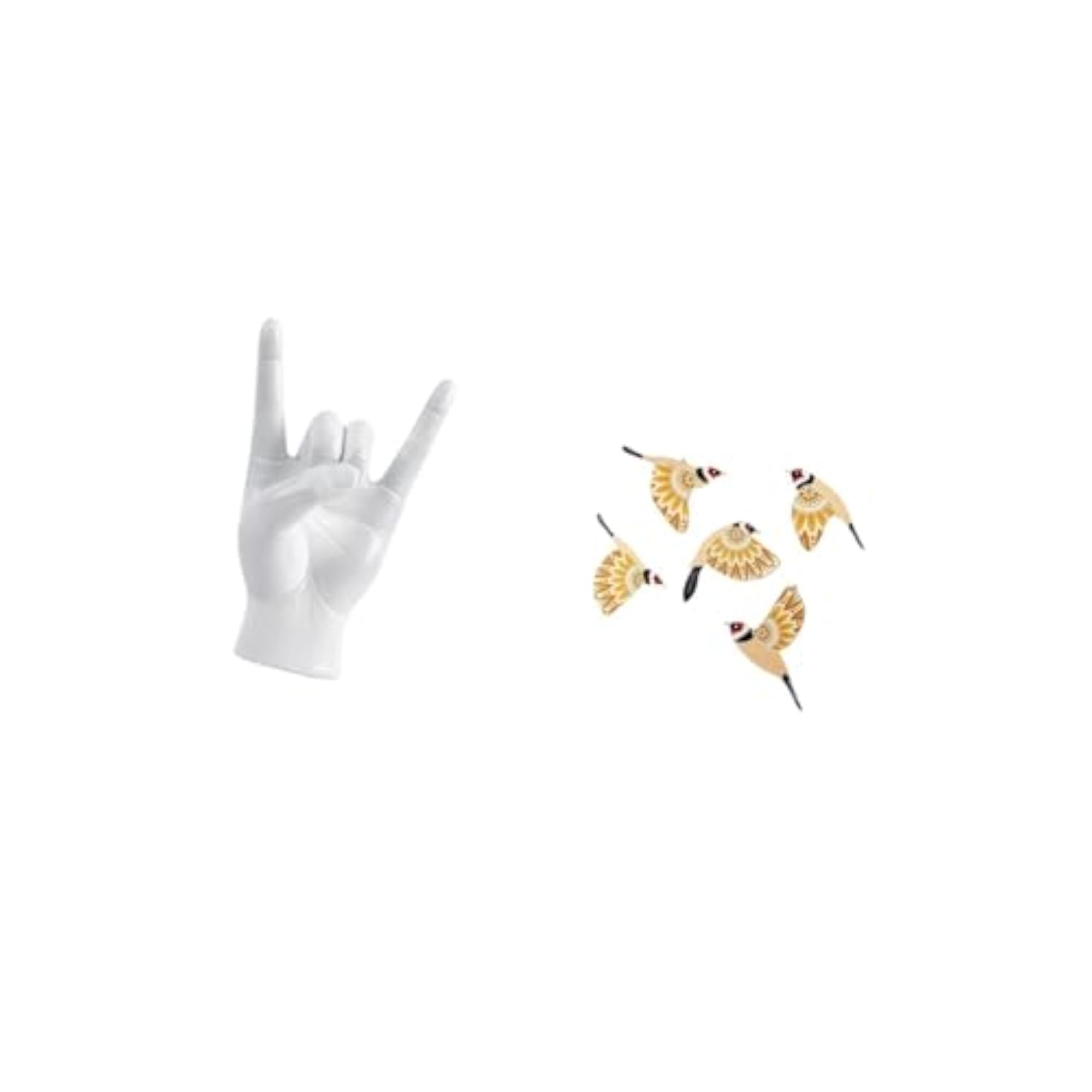 Rock Gesture Sculpture Wooden Bird Wall Art
