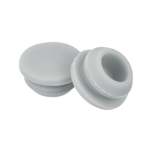 Image of MECCANIXITY 30pcs Silicone Snap in Locking Hole Plugs,10mm /0.4 Inch Mounting Diameter Narrow Groove Width 2mm Panel Seal Cover Round for Kitchen Bulkheads Waterproof Sealing Plugs Grey