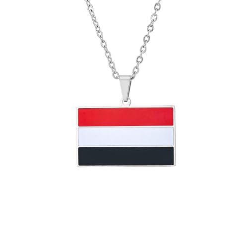 Collier Drapeau du Yémen pour Femmes et Hommes, Pendentif de Collier du Yémen, Accessoires de Bijoux en Acier Inoxydable