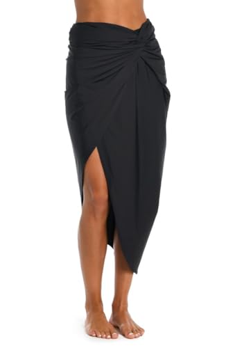 Sunshine 79 Women's Standard Swimsuit Beach Cover Up Pareo, Black//Gypset Solids, M
