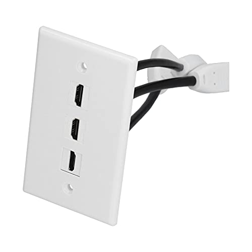 Soquete de parede de áudio e vídeo, resistente ao desgaste, durável, 3 portas, placa de parede 4K pa