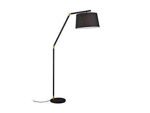 Lampada ad arco con paralume in tessuto, colore nero, altezza 175 cm