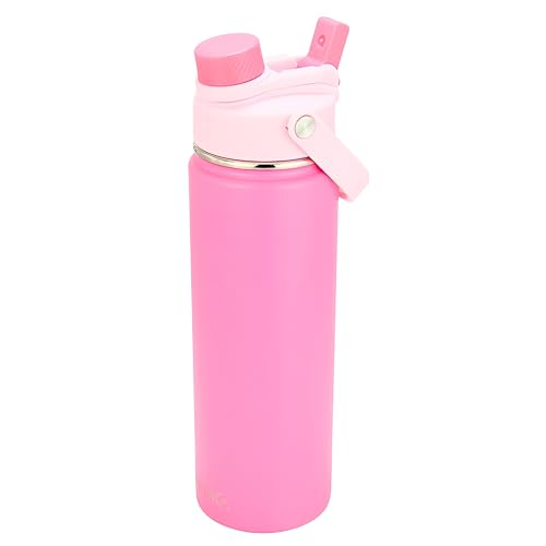 Image of Drinco Stainless Steel Water Bottle Spout Lid Vacuum Insulated Double Wall Water Bottle Wide Mouth Leak Proof Keep Cold Sport Camping Hiking (22oz Blossom Pink)