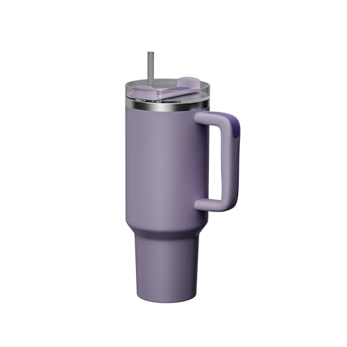KISSKIND 40 oz tumbler with handle and straw, Purple