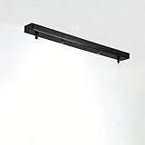 AstrizLamp 2 Fori Rosone Lampadario 40cm Rettangolare Rosetta da Soffitto Nera, Ferro 2 Vi...
