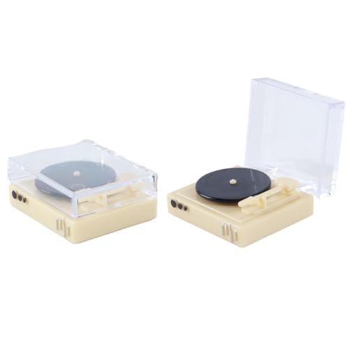 Ausi Miniatur-Retro-Plattenspieler im Maßstab 1:12, Simulationsmodell, Puppenhaus-Möbelzubehör mit Klappdeckel, Kunststoff-Acryl-Material