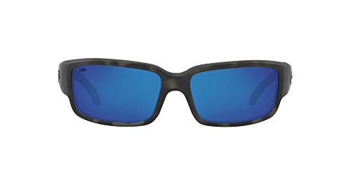 Costa Del Mar Men's Caballito Polarized Rectangular Sunglasses, Matte Ocearch Tiger Shark/Grey Blue Mirrored Polarized-580G, 59 mm